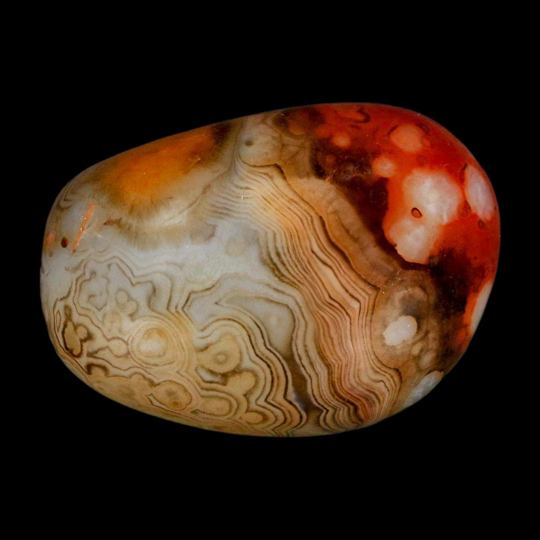 1.9" Natural Polished Red Silk Banded Agate Chalcedony Mineral Specimen - Fossil Age Minerals