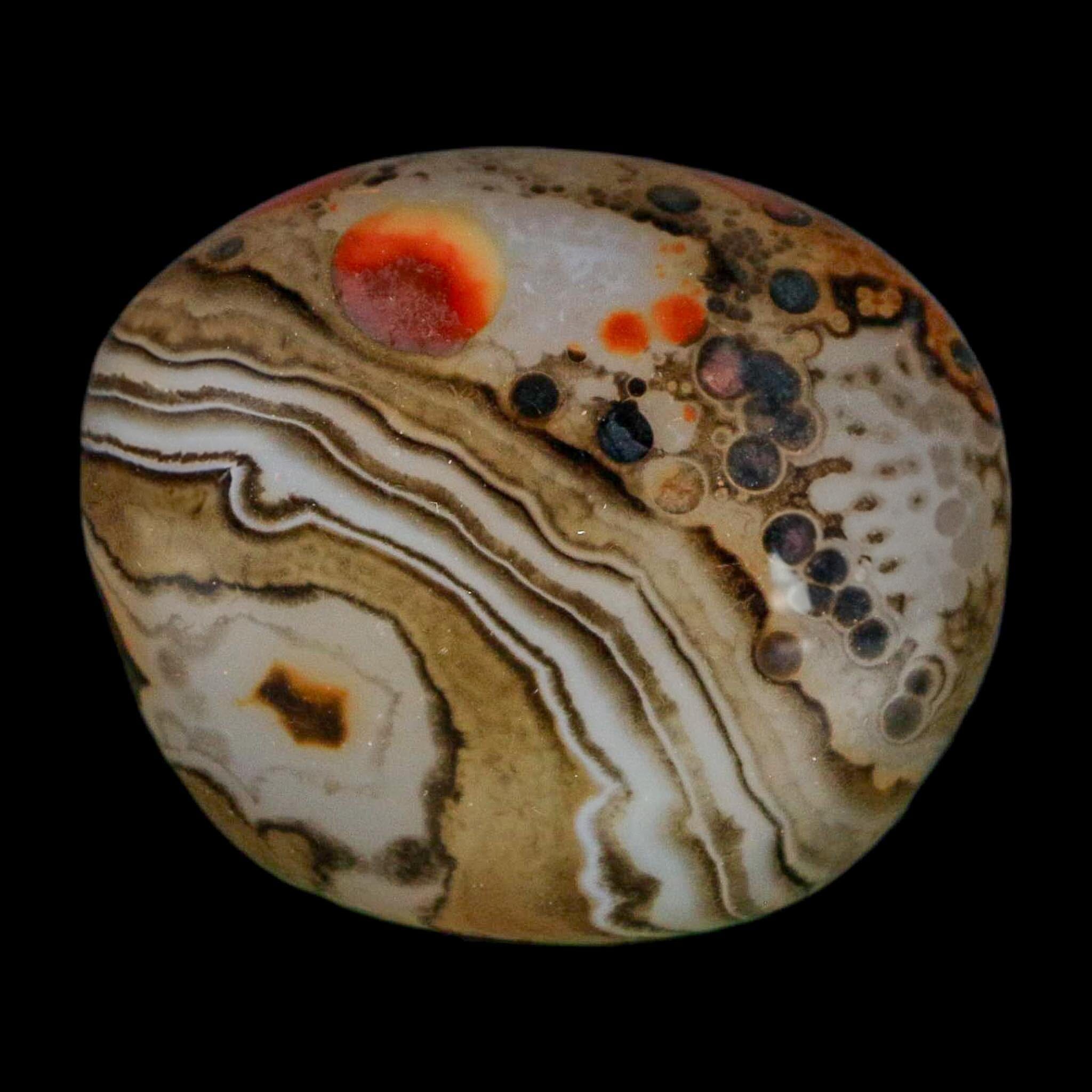 1.6" Natural Polished Red Silk Banded Agate Chalcedony Mineral Specimen - Fossil Age Minerals