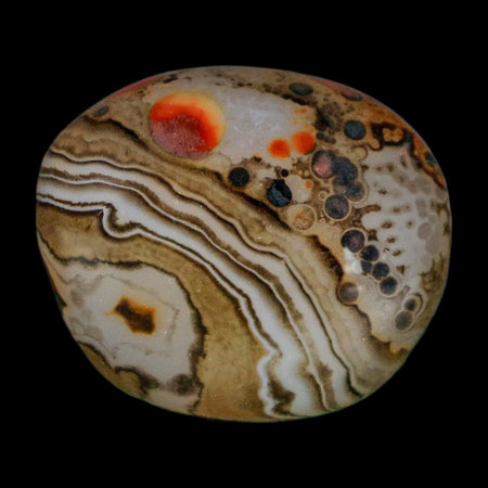 1.6" Natural Polished Red Silk Banded Agate Chalcedony Mineral Specimen