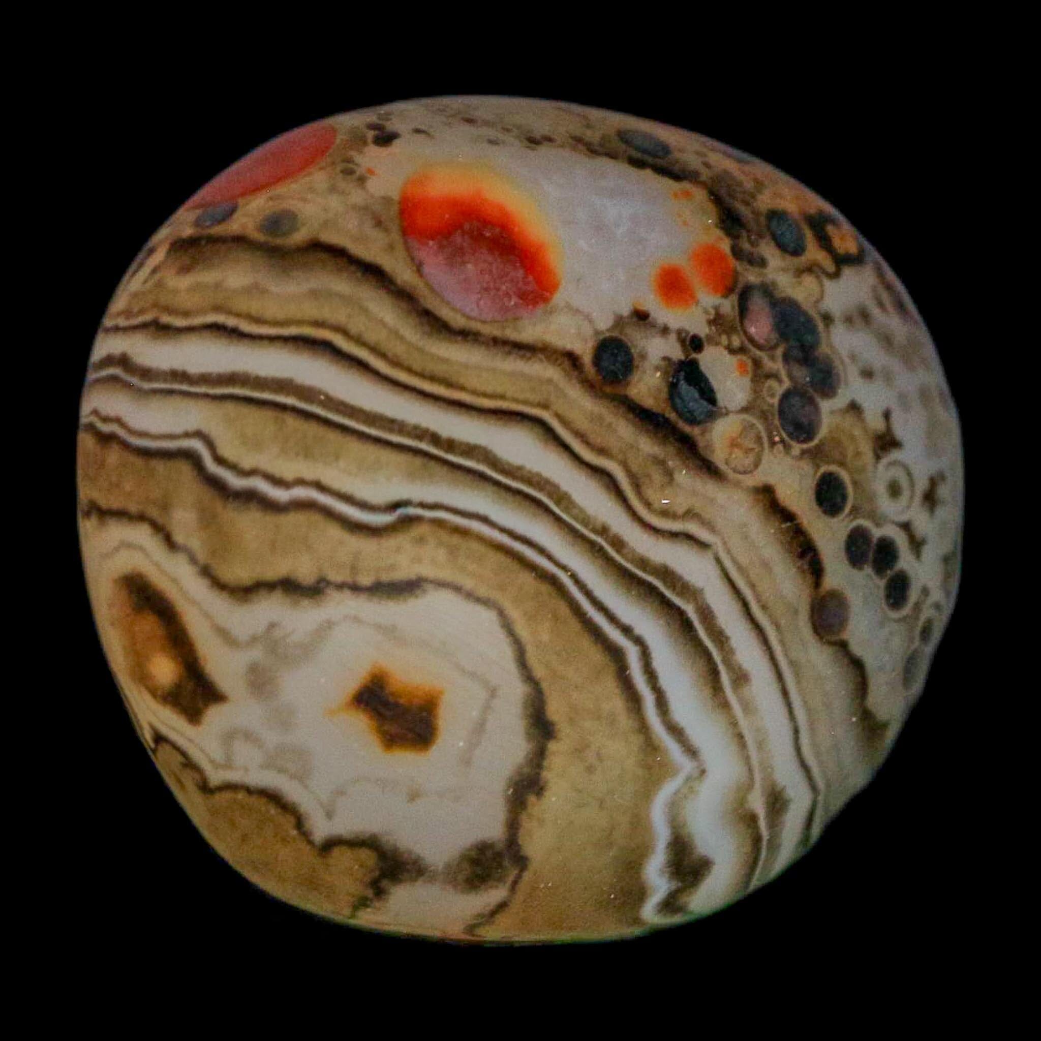 1.6" Natural Polished Red Silk Banded Agate Chalcedony Mineral Specimen - Fossil Age Minerals