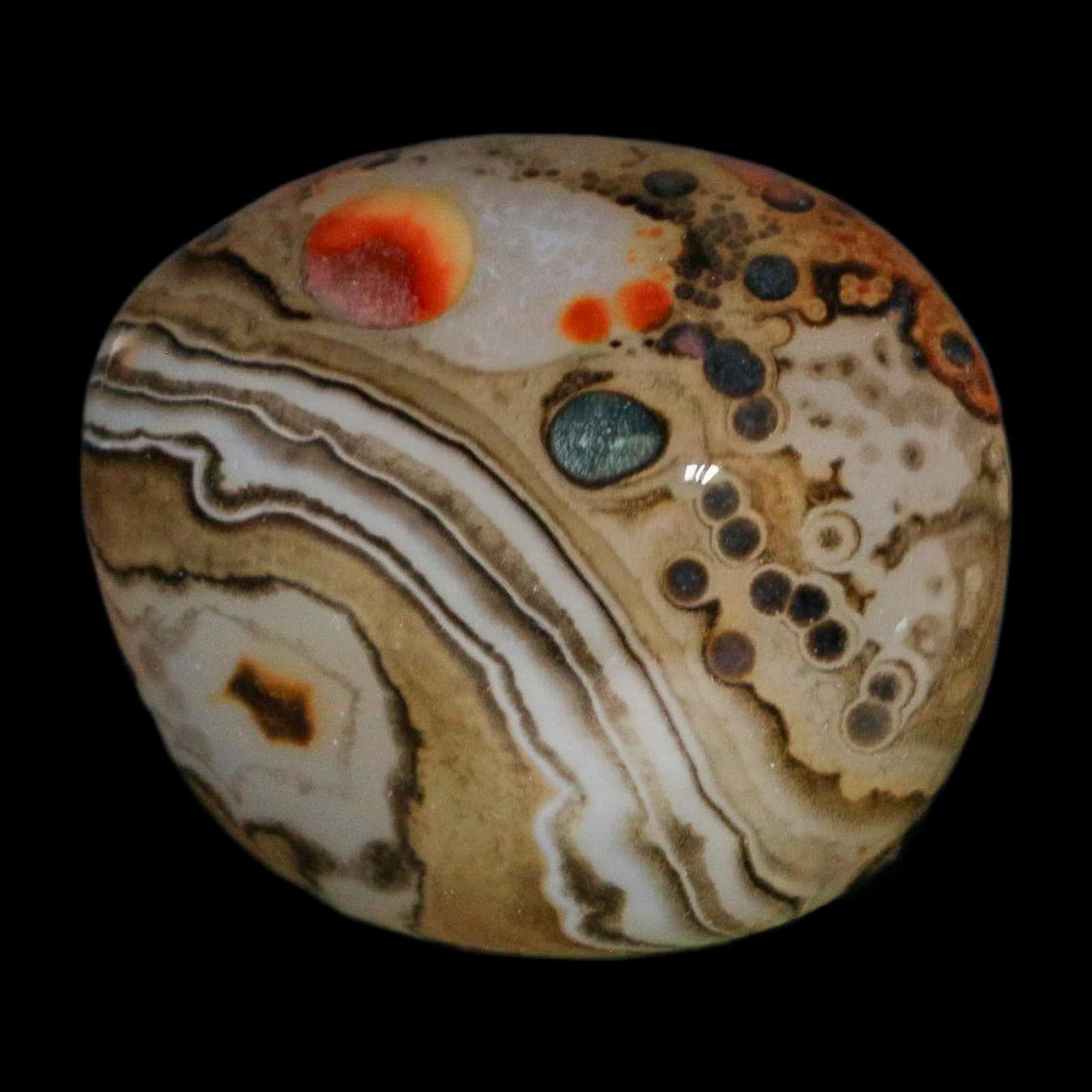 1.6" Natural Polished Red Silk Banded Agate Chalcedony Mineral Specimen - Fossil Age Minerals
