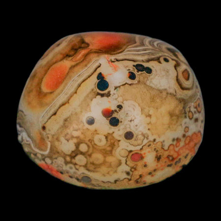 1.6" Natural Polished Red Silk Banded Agate Chalcedony Mineral Specimen