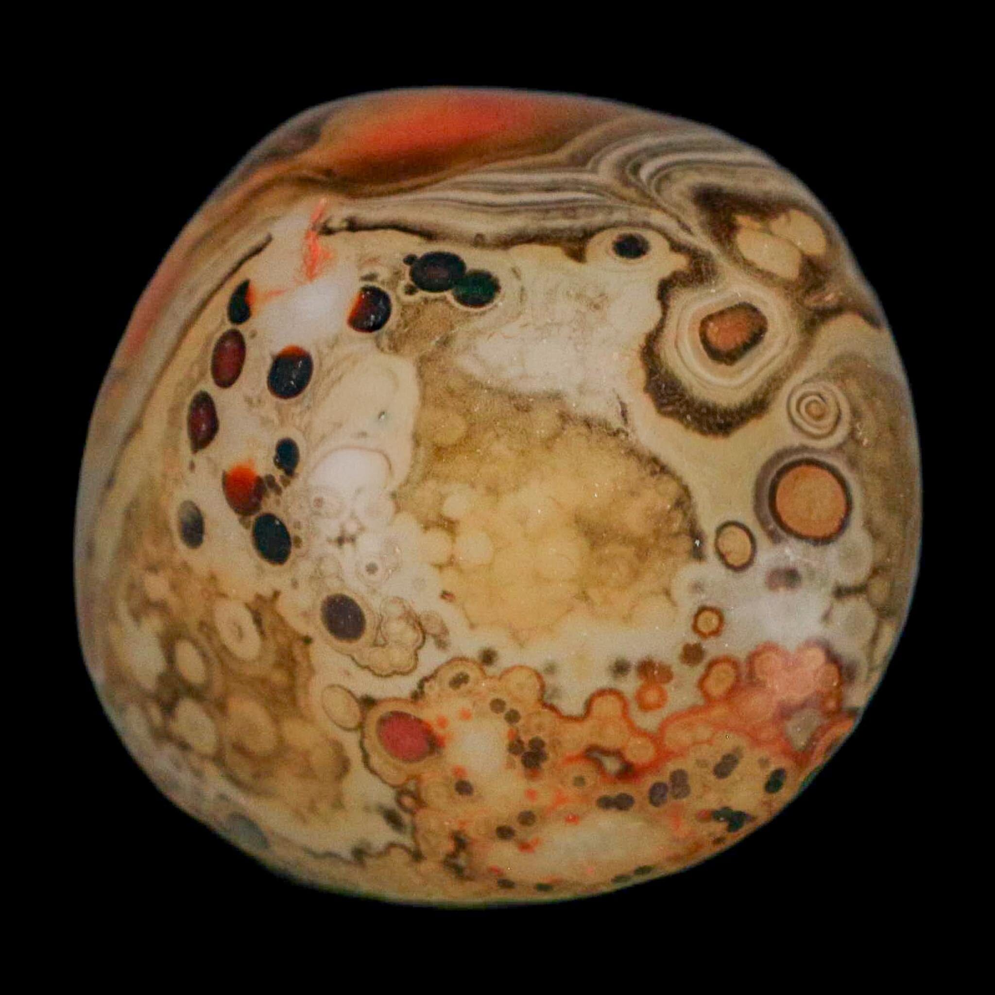 1.6" Natural Polished Red Silk Banded Agate Chalcedony Mineral Specimen - Fossil Age Minerals