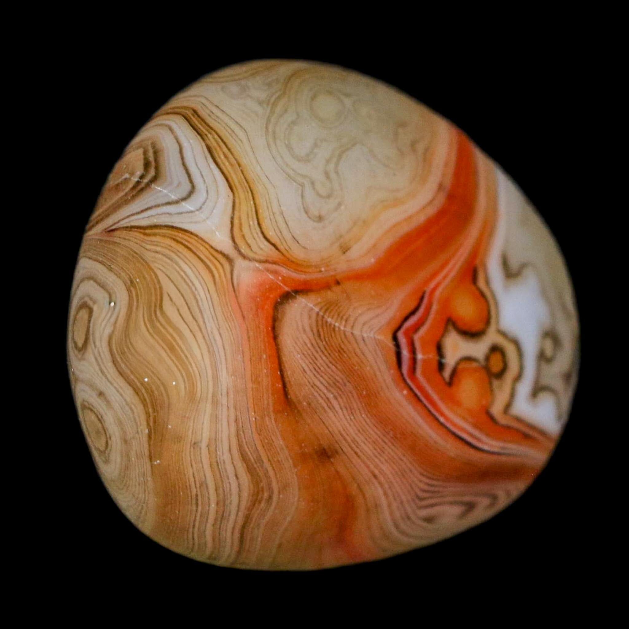 1.9" Natural Polished Red Silk Banded Agate Chalcedony Mineral Specimen - Fossil Age Minerals