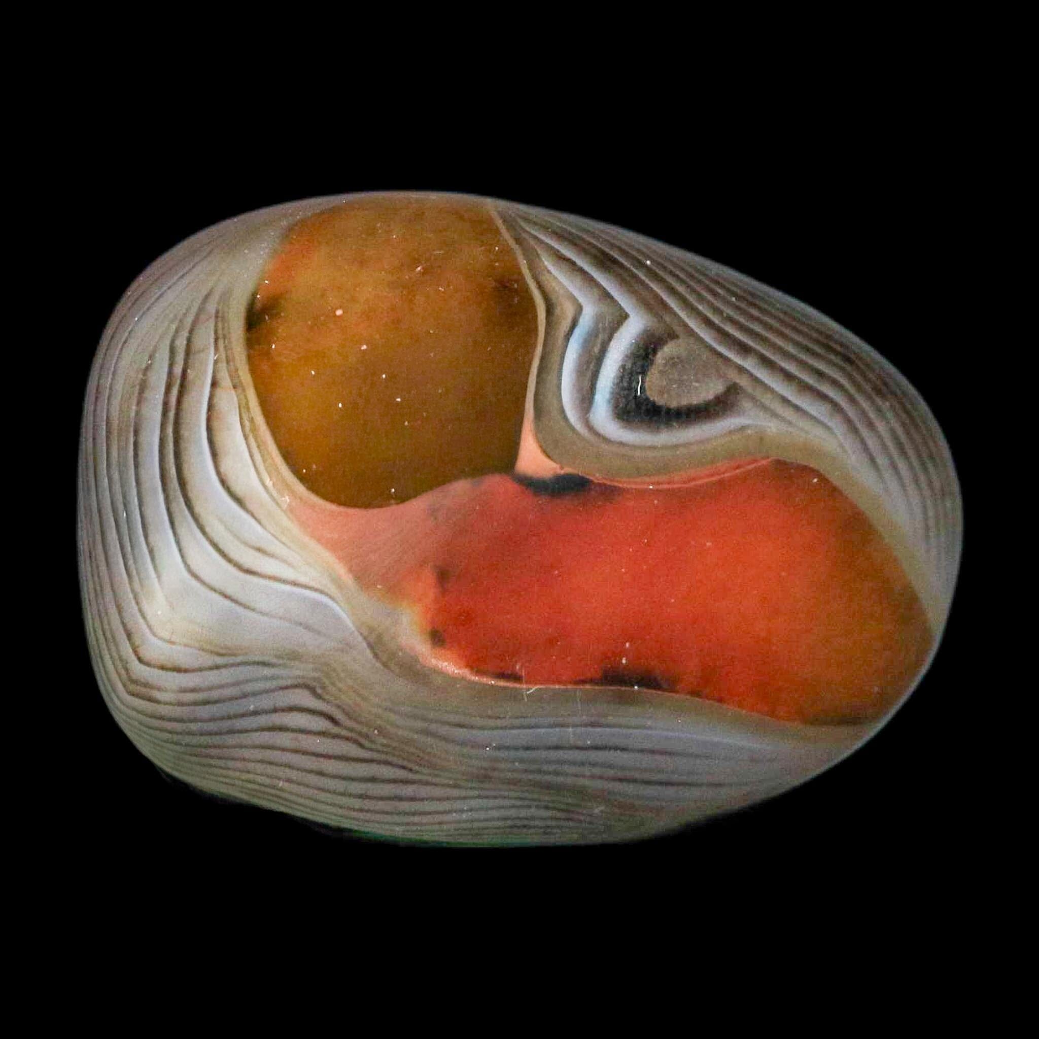 1.8" Natural Polished Red Silk Banded Agate Chalcedony Mineral Specimen - Fossil Age Minerals