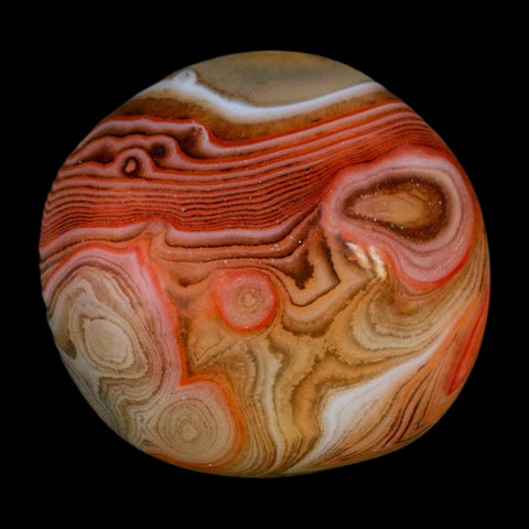 1.6" Natural Polished Red Silk Banded Agate Chalcedony Mineral Specimen - Fossil Age Minerals