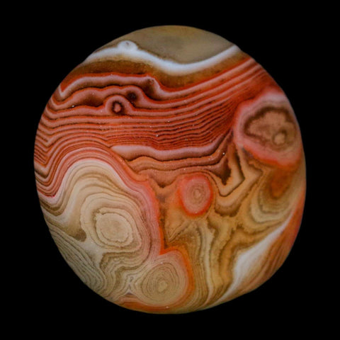 1.6" Natural Polished Red Silk Banded Agate Chalcedony Mineral Specimen - Fossil Age Minerals