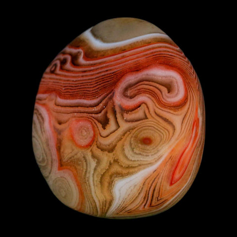 1.6" Natural Polished Red Silk Banded Agate Chalcedony Mineral Specimen - Fossil Age Minerals