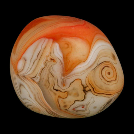 1.9" Natural Polished Red Silk Banded Agate Chalcedony Mineral Specimen