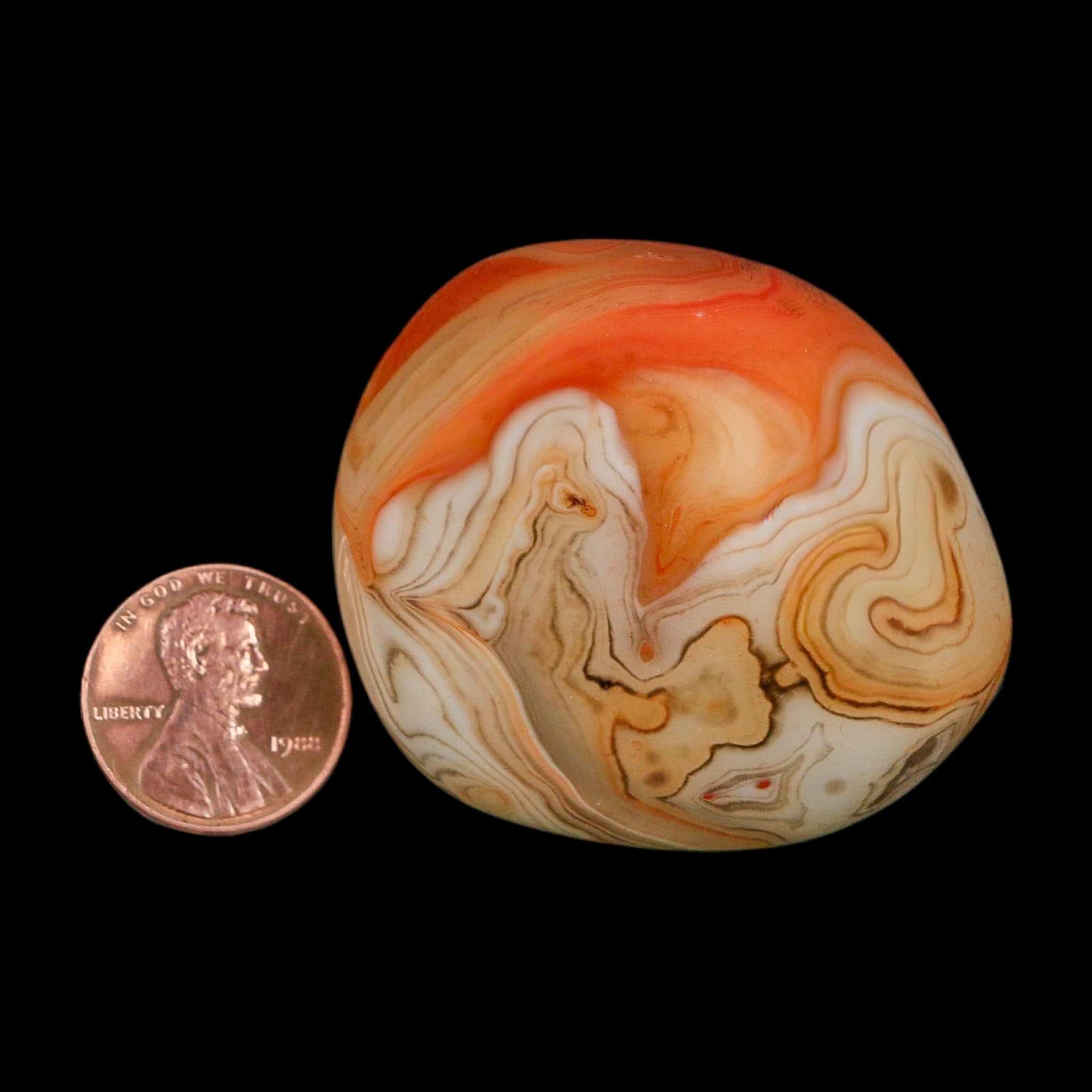 1.9" Natural Polished Red Silk Banded Agate Chalcedony Mineral Specimen - Fossil Age Minerals