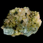 2.2" Rough Green Epidote Crystals On Quartz Cluster Specimen Imilchil, Morocco