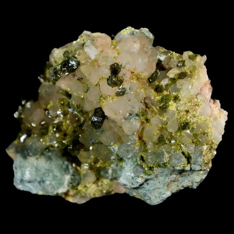2.2" Rough Green Epidote Crystals On Quartz Cluster Specimen Imilchil, Morocco - Fossil Age Minerals