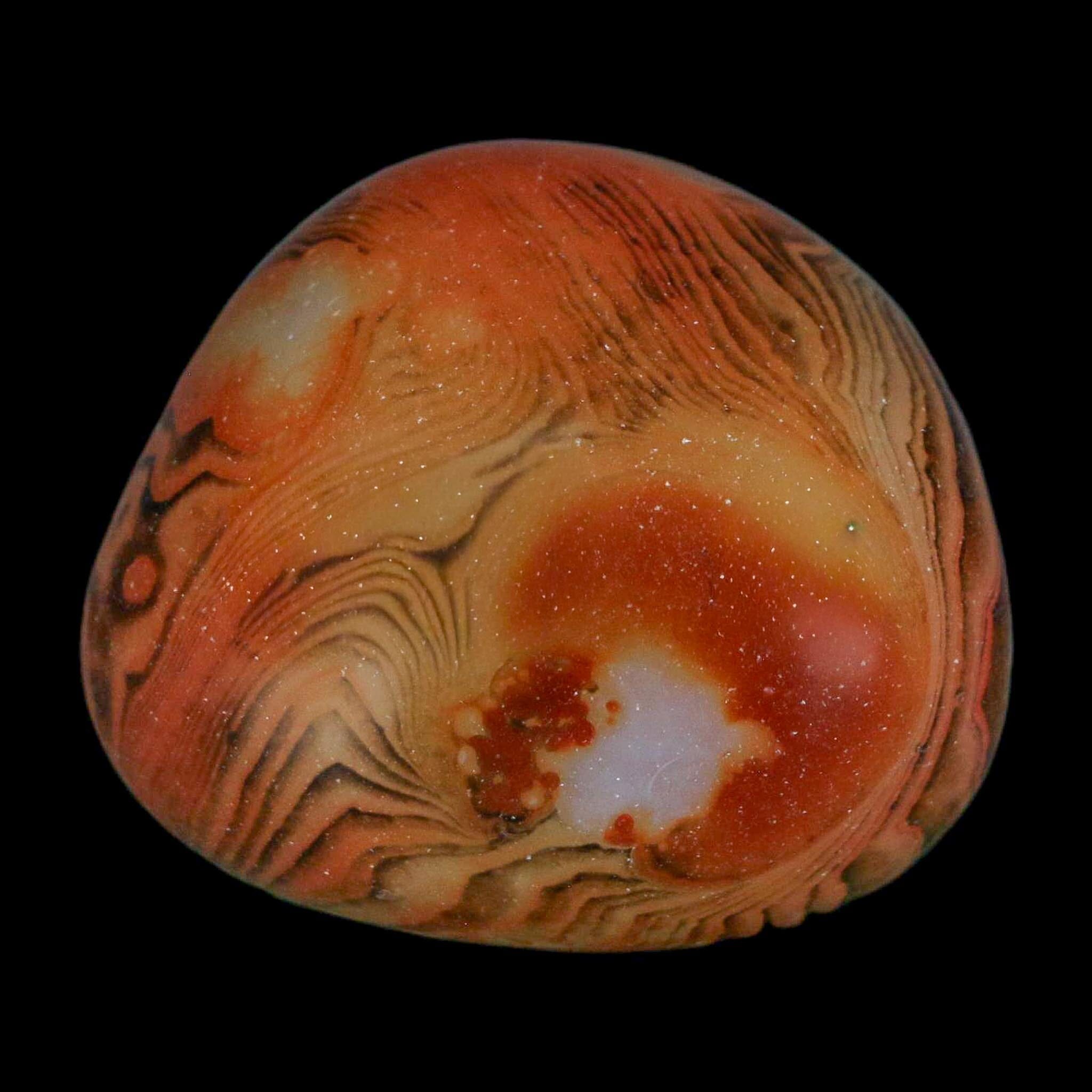 1.6" Natural Polished Red Silk Banded Agate Chalcedony Mineral Specimen - Fossil Age Minerals
