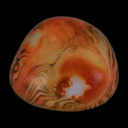 1.6" Natural Polished Red Silk Banded Agate Chalcedony Mineral Specimen