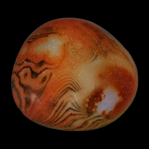 1.6" Natural Polished Red Silk Banded Agate Chalcedony Mineral Specimen - Fossil Age Minerals