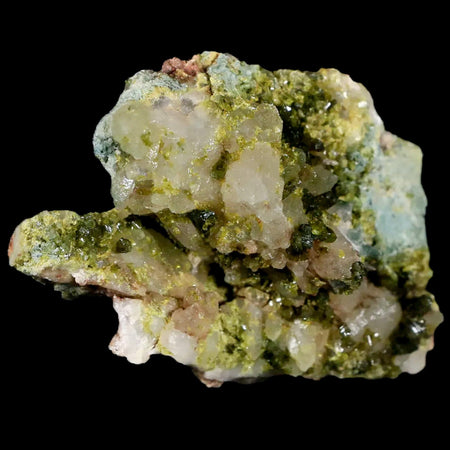 2.3" Rough Green Epidote Crystals On Quartz Cluster Specimen Imilchil, Morocco
