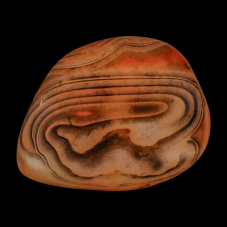 2.4" Natural Polished Red Silk Banded Agate Chalcedony Mineral Specimen