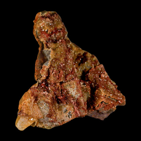 3.6" Yellow Fluorite on Red Vanadinite Crystals Minerals Taouirirt Morocco - Fossil Age Minerals