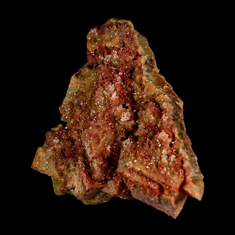 3.6" Yellow Fluorite on Red Vanadinite Crystals Minerals Taouirirt Morocco - Fossil Age Minerals