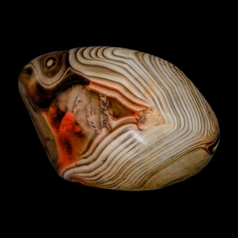 1.5" Natural Polished Red Silk Banded Agate Chalcedony Mineral Specimen - Fossil Age Minerals