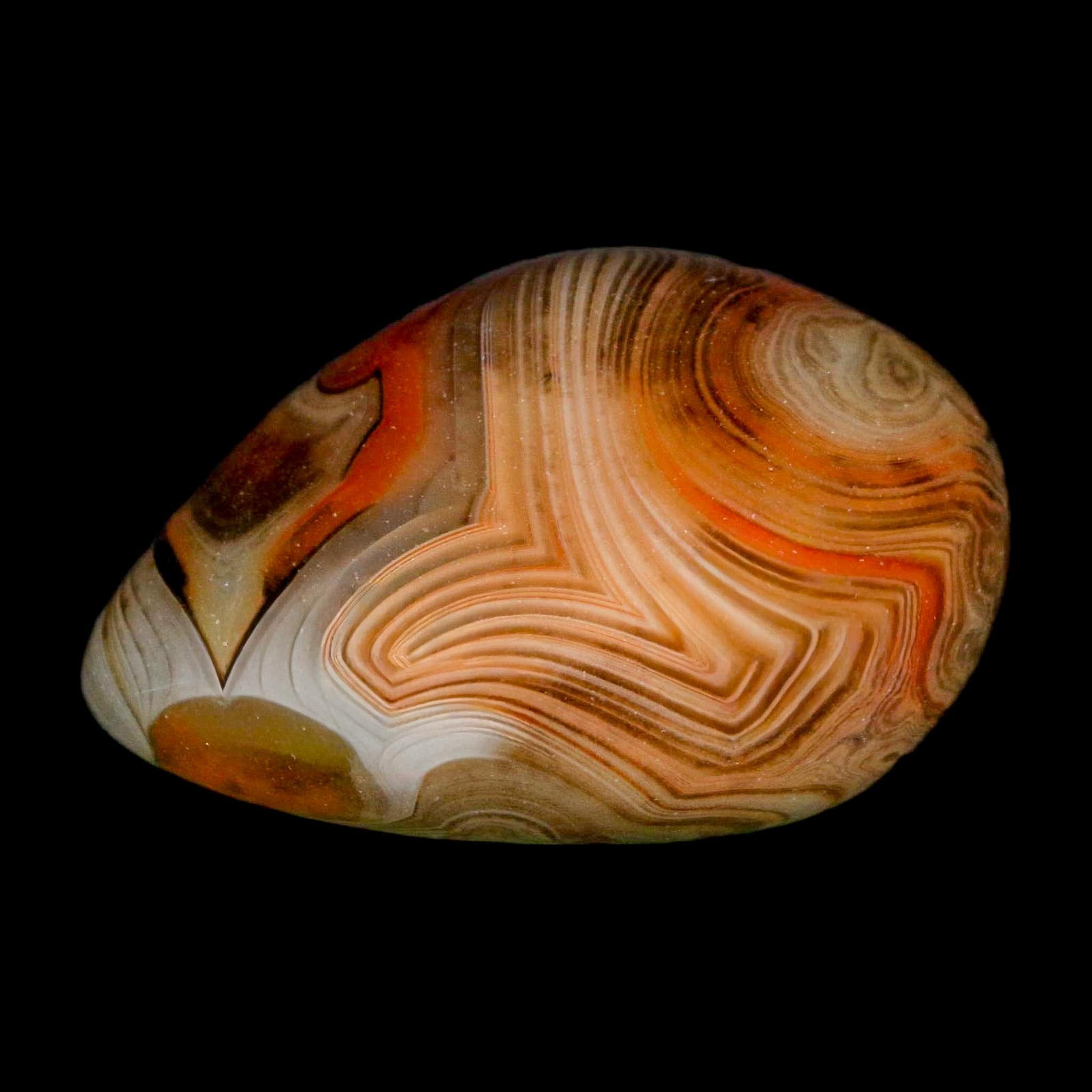 1.9" Natural Polished Red Silk Banded Agate Chalcedony Mineral Specimen - Fossil Age Minerals