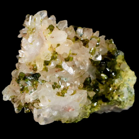 1.6" Rough Green Epidote Crystals On Quartz Cluster Specimen Imilchil, Morocco