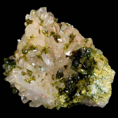 1.6" Rough Green Epidote Crystals On Quartz Cluster Specimen Imilchil, Morocco - Fossil Age Minerals