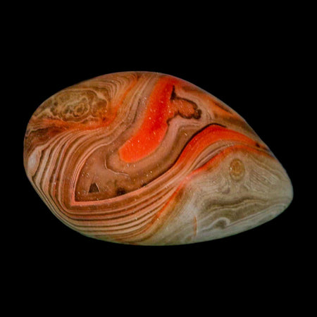 1.9" Natural Polished Red Silk Banded Agate Chalcedony Mineral Specimen