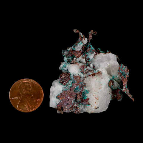 1.9" Rough Native Copper On Crystal Quartz Matrix Mineral Specimen Morocco - Fossil Age Minerals
