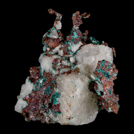1.9" Rough Native Copper On Crystal Quartz Matrix Mineral Specimen Morocco