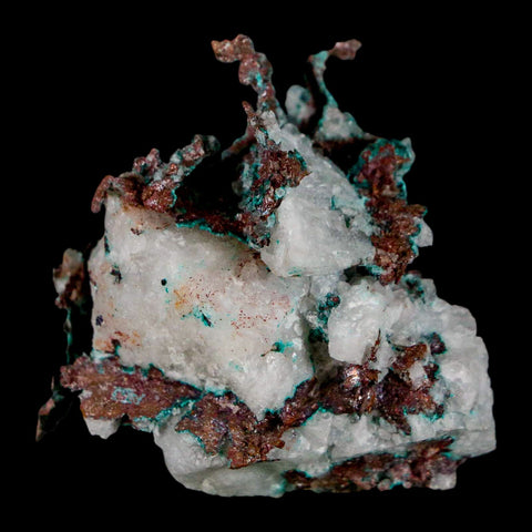 1.9" Rough Native Copper On Crystal Quartz Matrix Mineral Specimen Morocco - Fossil Age Minerals