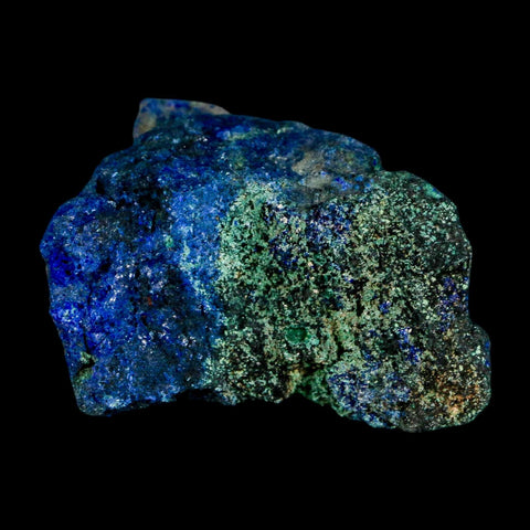 1.7" Rough Azurite Crystals And Malachite Mineral Specimen Tiznit Morocco