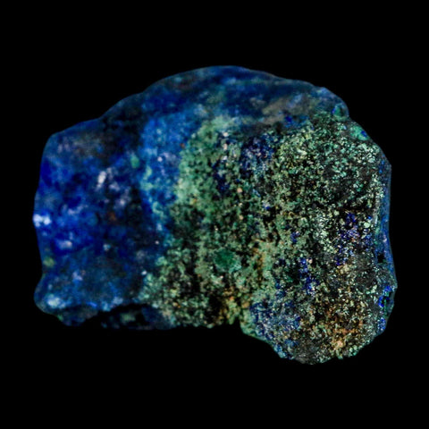 1.7" Rough Azurite Crystals And Malachite Mineral Specimen Tiznit Morocco