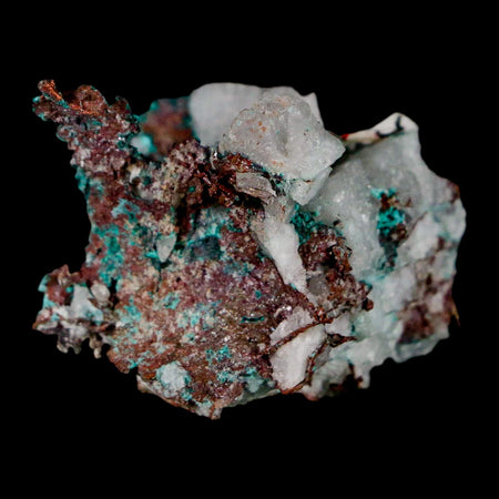 1.4" Rough Native Copper On Crystal Quartz Matrix Mineral Specimen Morocco