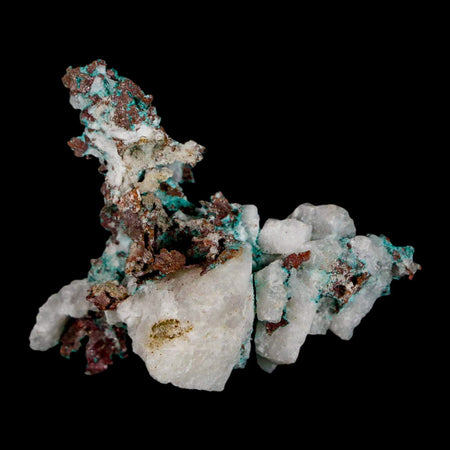 2.1" Rough Native Copper On Crystal Quartz Matrix Mineral Specimen Morocco