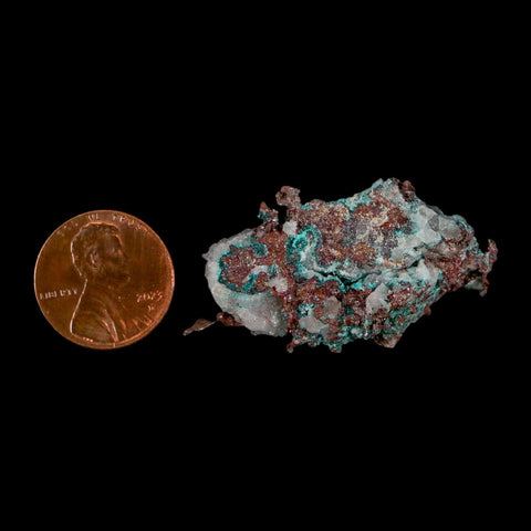 1.7" Rough Native Copper On Crystal Quartz Matrix Mineral Specimen Morocco - Fossil Age Minerals