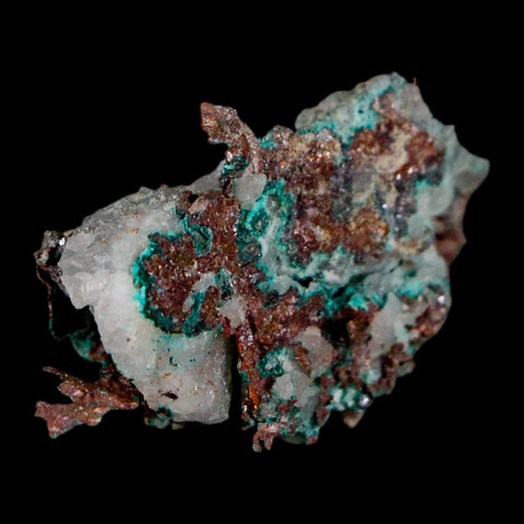 1.7" Rough Native Copper On Crystal Quartz Matrix Mineral Specimen Morocco - Fossil Age Minerals