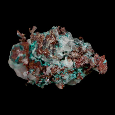 1.7" Rough Native Copper On Crystal Quartz Matrix Mineral Specimen Morocco