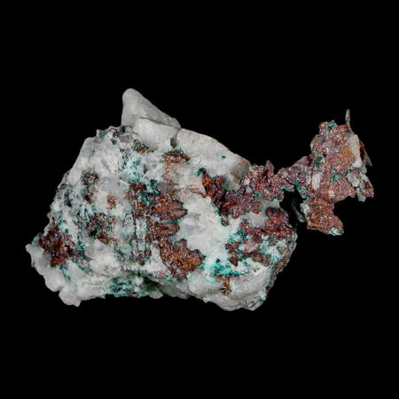 2.5" Rough Native Copper On Crystal Quartz Matrix Mineral Specimen Morocco