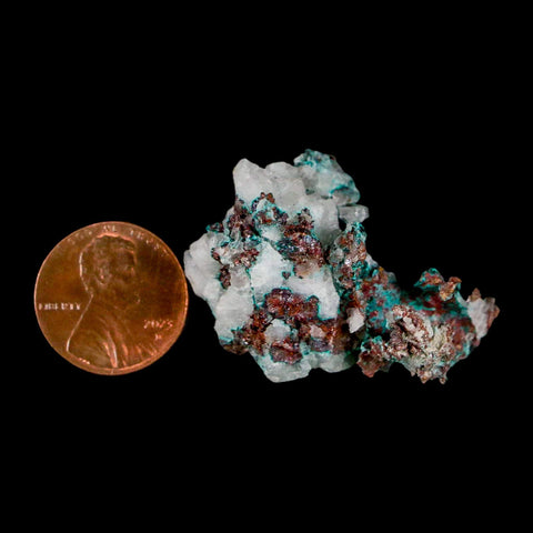 1.5" Rough Native Copper On Crystal Quartz Matrix Mineral Specimen Morocco - Fossil Age Minerals