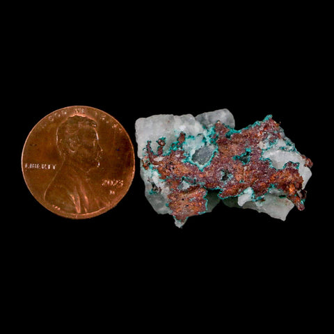 1.1" Rough Native Copper On Crystal Quartz Matrix Mineral Specimen Morocco - Fossil Age Minerals