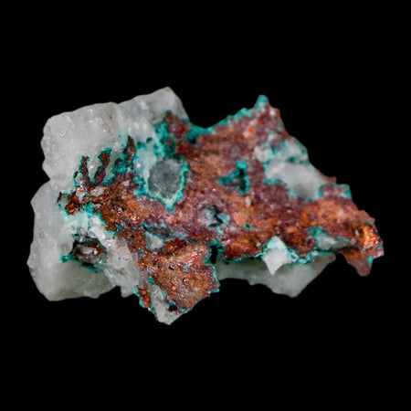 1.1" Rough Native Copper On Crystal Quartz Matrix Mineral Specimen Morocco