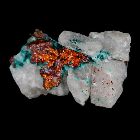 1.1" Rough Native Copper On Crystal Quartz Matrix Mineral Specimen Morocco - Fossil Age Minerals