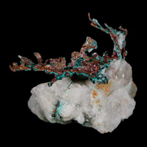 1.5" Rough Native Copper On Crystal Quartz Matrix Mineral Specimen Morocco - Fossil Age Minerals
