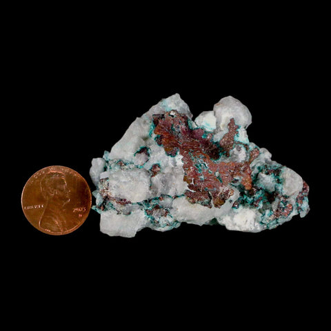 2.4" Rough Native Copper On Crystal Quartz Matrix Mineral Specimen Morocco - Fossil Age Minerals