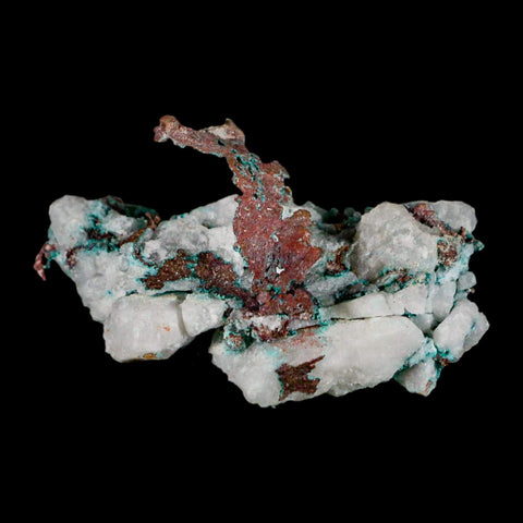 2.4" Rough Native Copper On Crystal Quartz Matrix Mineral Specimen Morocco - Fossil Age Minerals