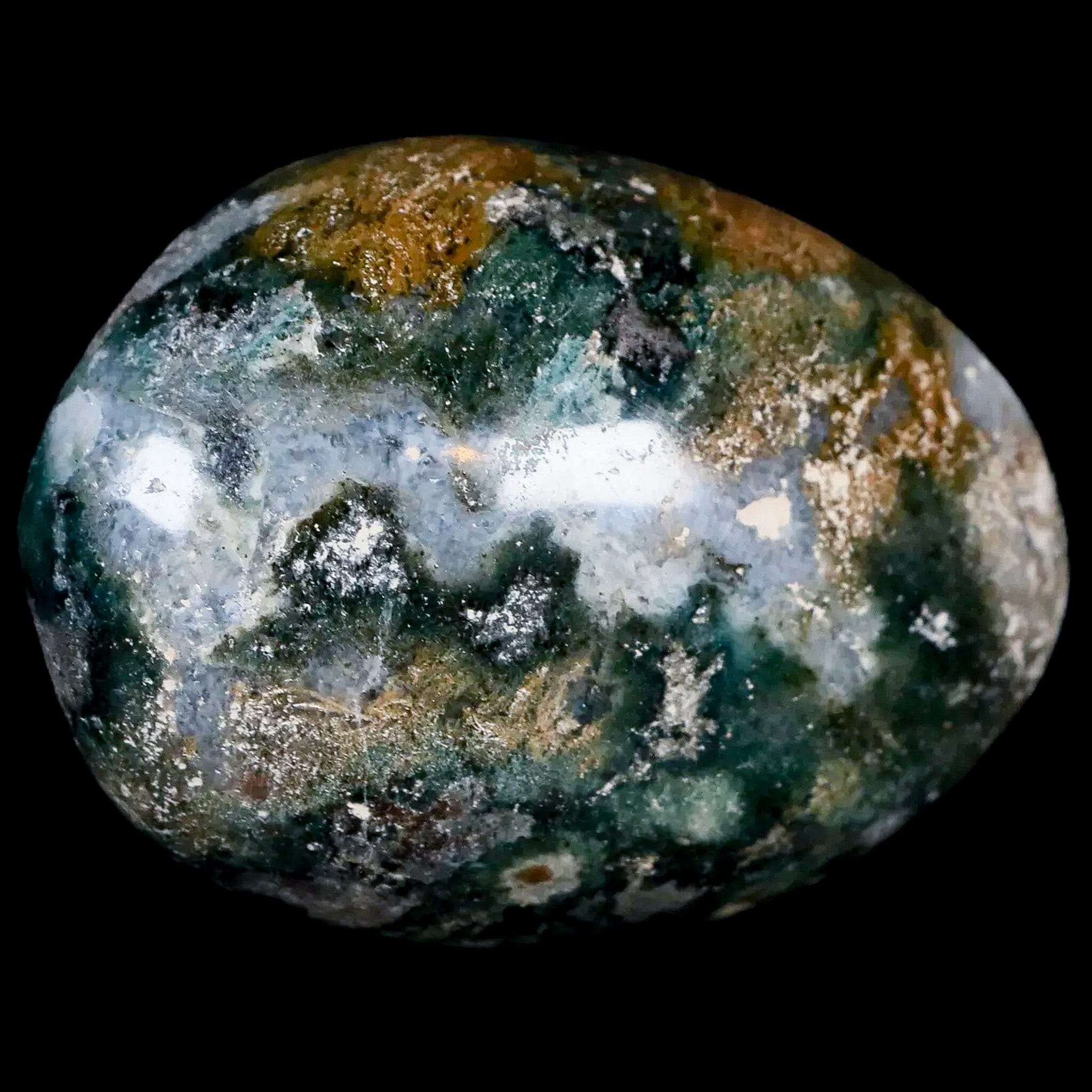 2.9" Natural Polished Ocean Jasper Crystal Palm Stone Location Madagascar - Fossil Age Minerals