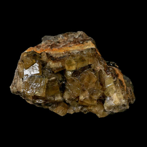 4.3" Natural Yellow Fluorite Cube Crystals On Quartz Crystals Mineral Morocco - Fossil Age Minerals