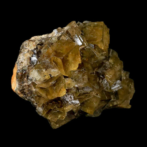 4.2" Natural Yellow Fluorite Cube Crystals On Quartz Crystals Mineral Morocco - Fossil Age Minerals