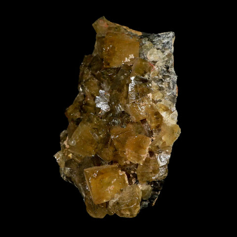 4.6" Natural Yellow Fluorite Cube Crystals On Quartz Crystals Mineral Morocco - Fossil Age Minerals